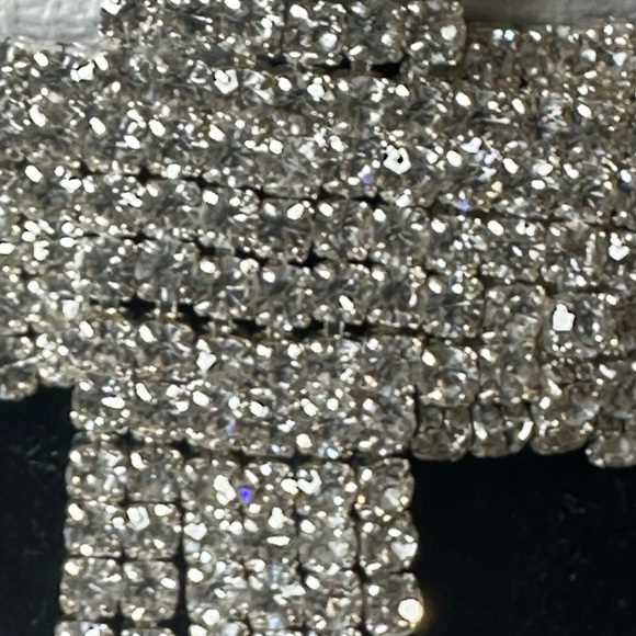 Rhinestone Dangly Cross Pierced Earrings - Picture 6 of 6